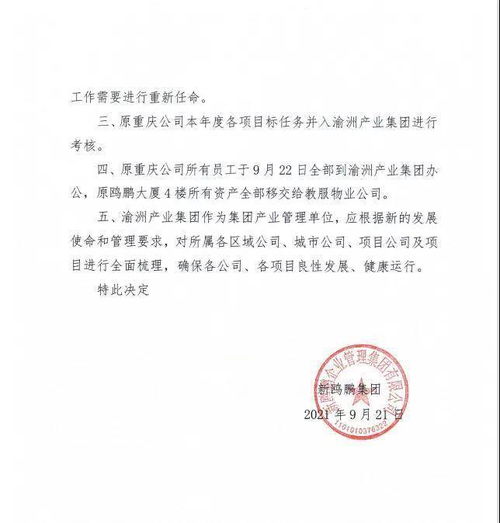 新鷗鵬戰(zhàn)略調整 撤銷重慶公司，員工并入渝州產業(yè)集團推動文化藝術交流